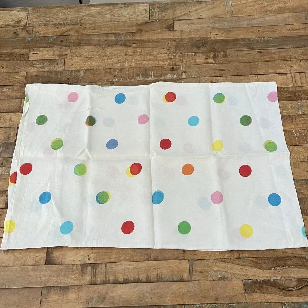 IKEA 100% Linen Rainbow Polka Dot 79x39.5 Duvet Cover and Pillowcase